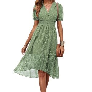 Green Polka Dot Midi Dress